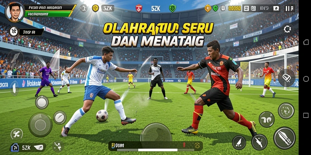 Screenshot utama 5ZK menampilkan aksi pertandingan olahraga yang seru.