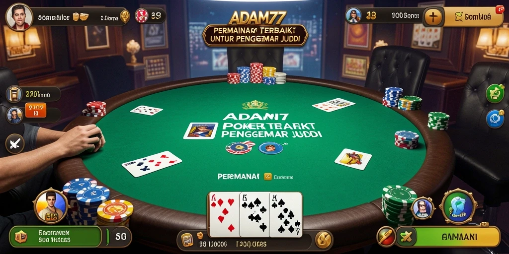 Screenshot gameplay ADAM77 menampilkan suasana permainan Poker yang seru.