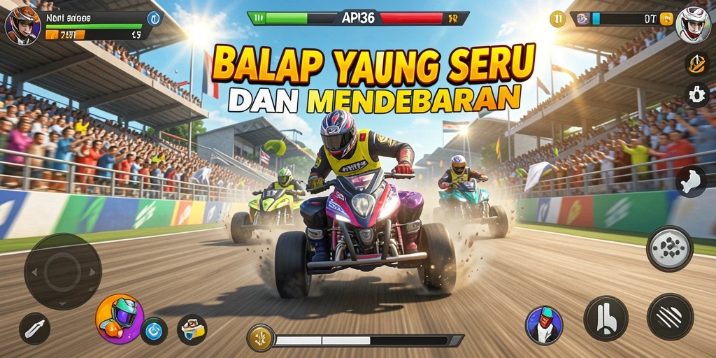 Tampilan gameplay mendebarkan dari API36 dengan mobil balap yang cepat.