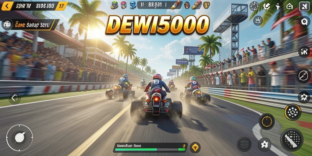 Screenshot DEWI5000 menampilkan aksi balap yang mendebarkan.