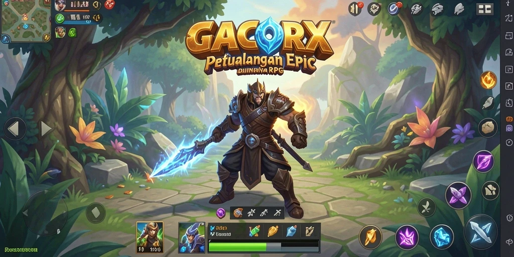 Tampilan gameplay GACORX menampilkan aksi seru dalam petualangan RPG.
