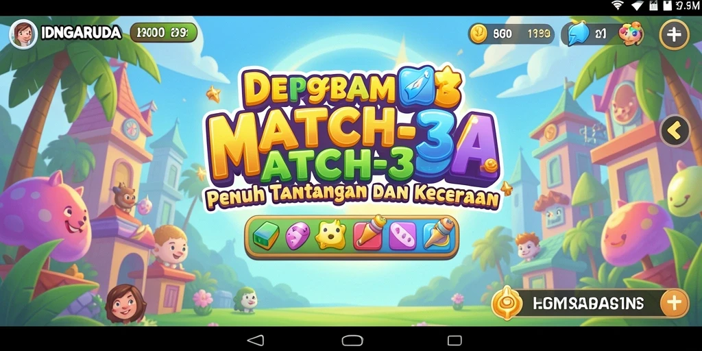 Tampilan gameplay Match-3 yang seru dan penuh warna di IDNGARUDA.