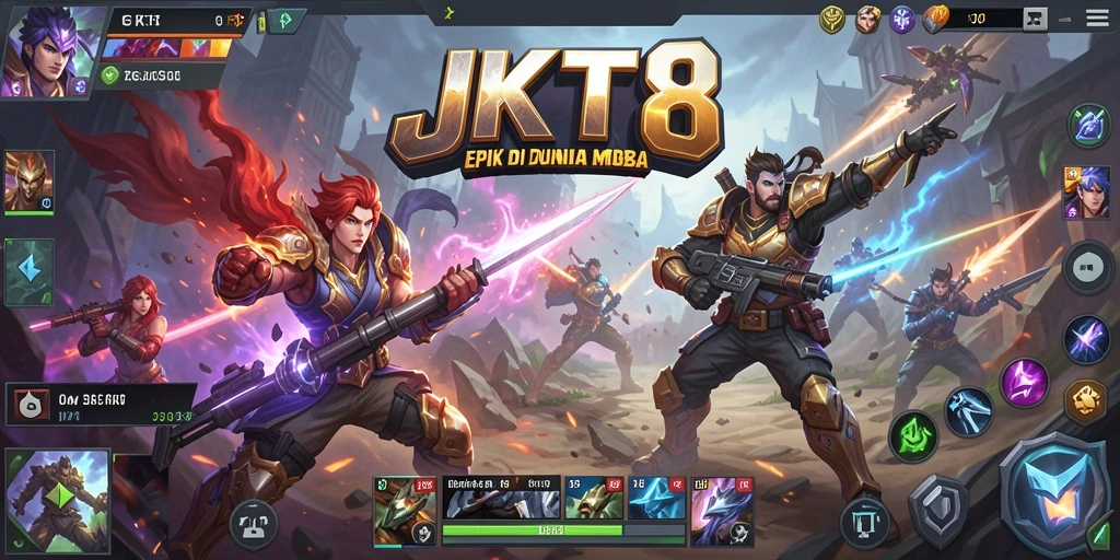 Tampilan gameplay seru di arena JKT8 dengan aksi intens.