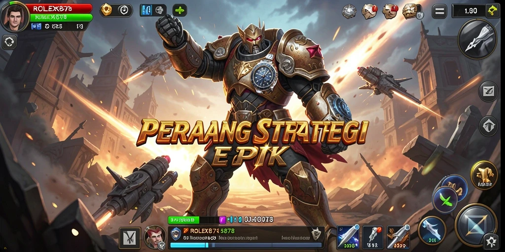 Screenshot gameplay ROLEX878 menunjukkan pertempuran strategi yang intens.