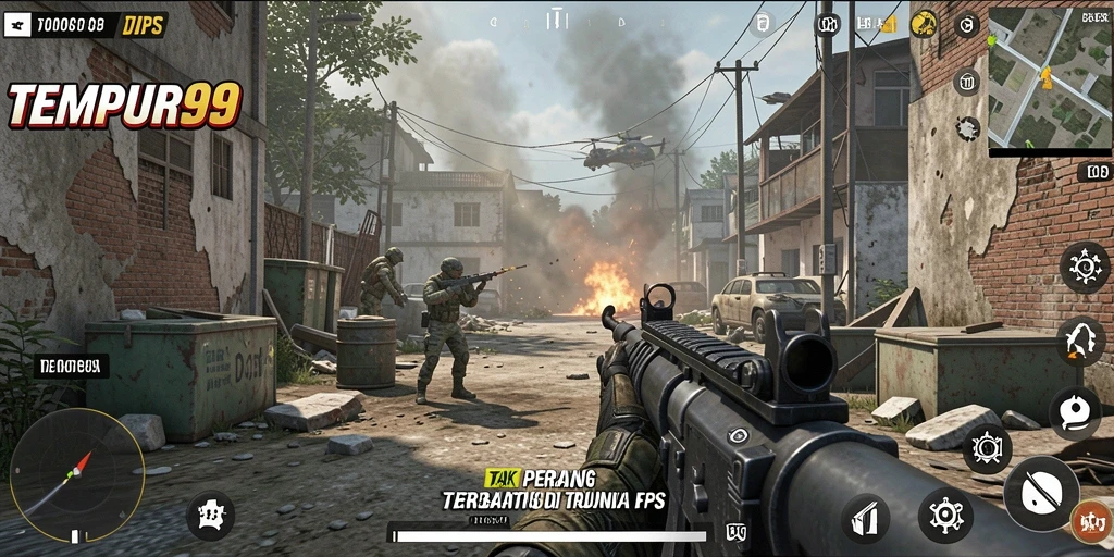 Tampilan gameplay seru dalam TEMPUR99 dengan aksi perang yang intens.