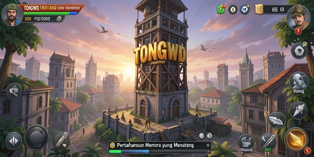 Tampilan gameplay TONGWD menampilkan strategi pertahanan yang mendebarkan.