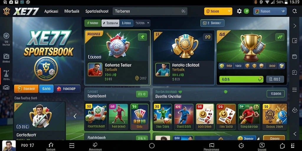 Tampilan gameplay XE77 yang menampilkan berbagai opsi taruhan olahraga.